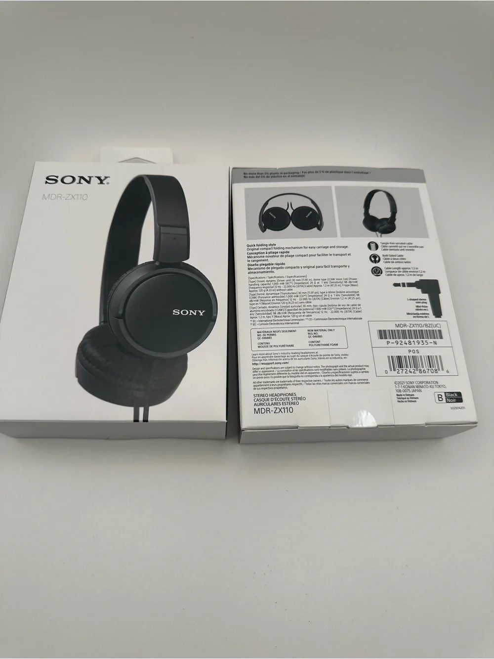 Sony Black On-Ear Headphones - MDR-ZX110 (Pair)